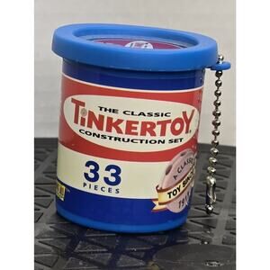 Miniature Classic TinkerToy Construction Set 33 Pc Keychain 1999 Hasbro Complete